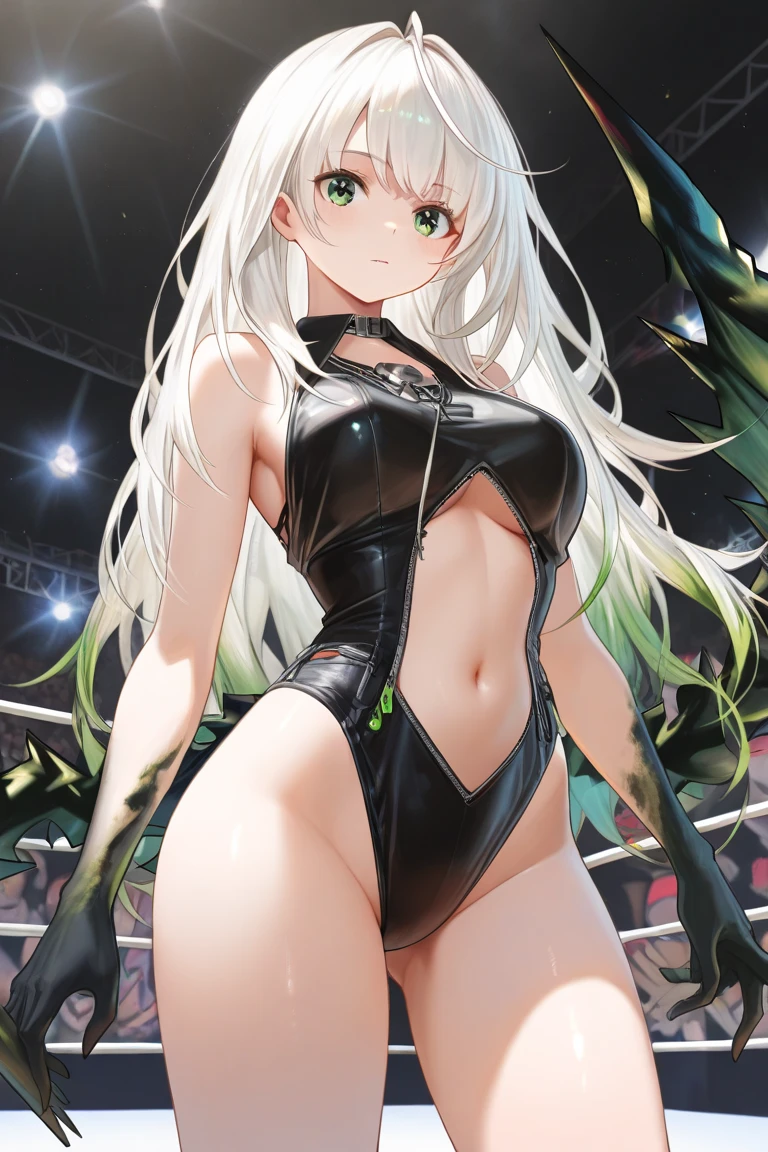 1girl, beautiful, perfect lighting, fit, thighs, looking at viewer (masterpiece, high quality:1.1) sportswear,athletic leotard,grin,hands on hips, neon lighting,headphones, <lora:MuscleGirl_v1:1>