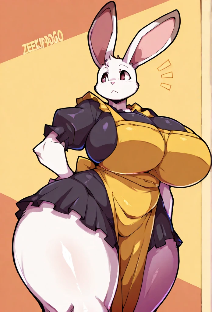 (baby scorbunny),(scorbunny Pokémon),(black eyes),((green park)), (anatomically correct) (Fluffy) (furry) (fuffy paws) (black pupils) ((full body)) (cute) (maid) (thicc) ((hourglass figure)) (huge butt)