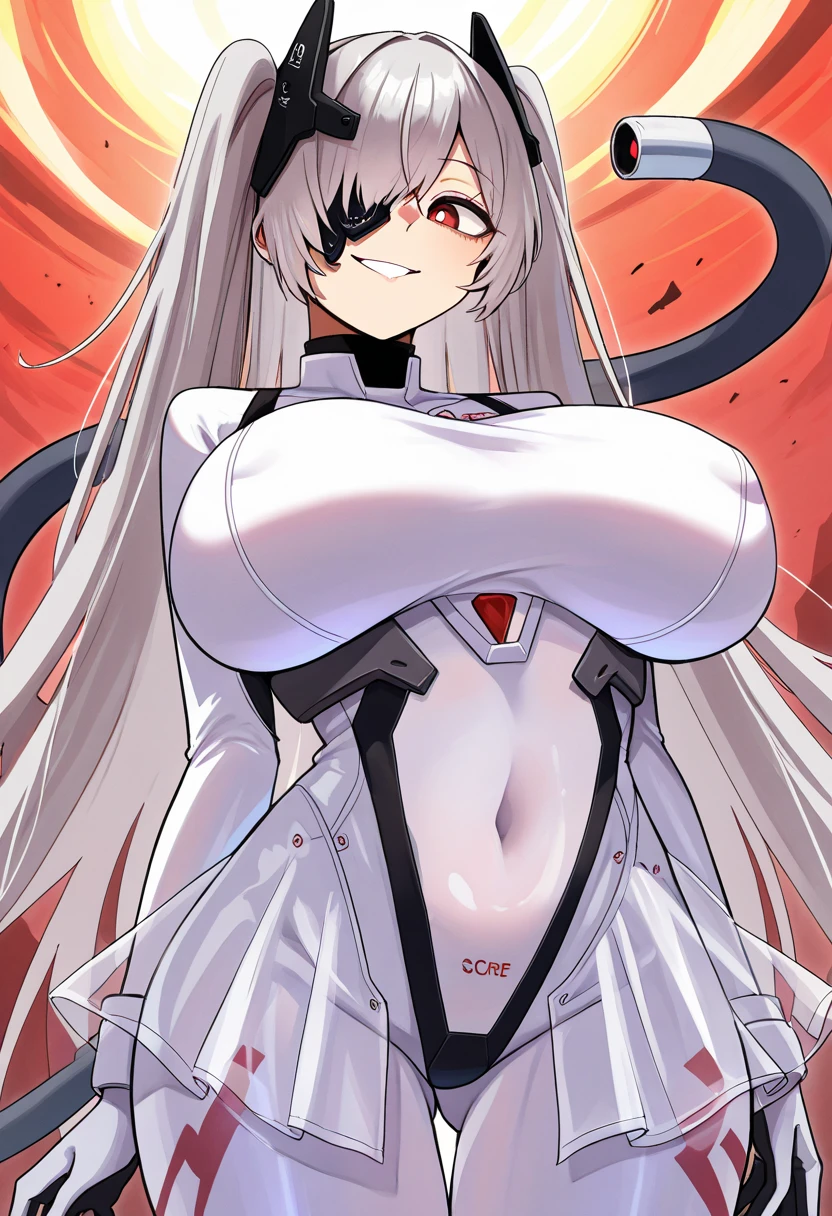 Masterpiece, High quality, High quality of art, best quality, best details, anime lineart, anime style, 1girl,solo,anime, white hair, white fluffy eyelashes, red eyeshadows, black future suit, very big breast, big hips, gray future pants, black eyes with white hearts, blushing, yandere, greedy, in space base