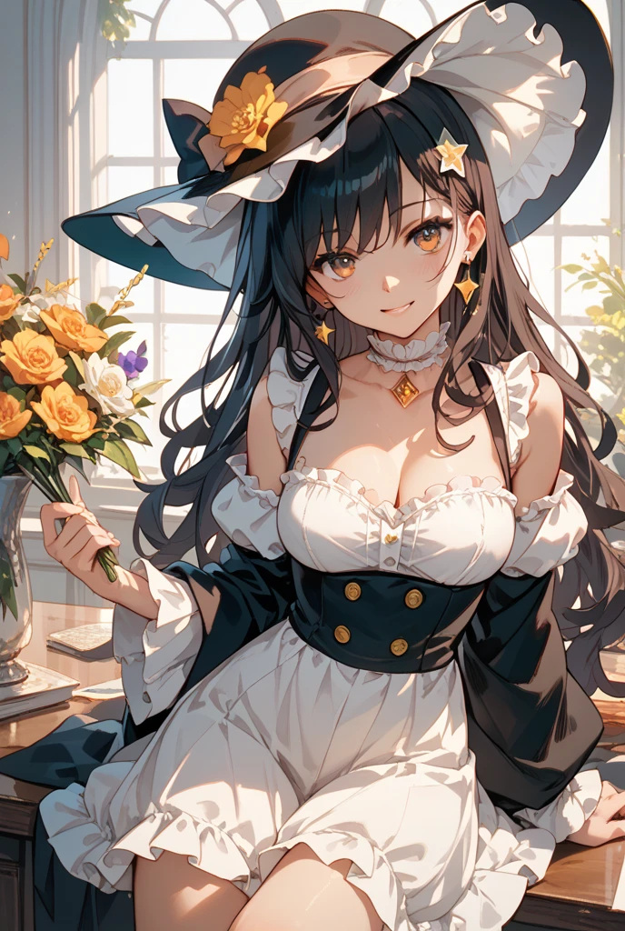 (Retro,Artistically:1.3),Black Cat Maid,1 cat,long whitr hair,Black maid outfit,white bowties,black glove,Black black silk,high-heels,Bigchest,detail-rich,Vintage pattern,Meticulous background,graceful stance,Meticulous eyes,The corners of the mouth are slightly upturned,ssmile:1.1,(tmasterpiece:1.1),(best qualtiy:1.1)