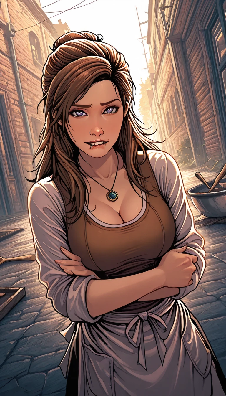 Masterpiece, digital artwork, A beautiful gorgeous sweaty blacksmith woman, perfect face, sharp nose, full lips, topless, dynamic volumetric cinematic lighting, highly detailed, intricately detailed