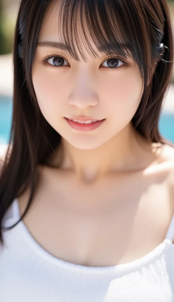 realistic, high quality, a bikini girl walking on street, Detailed iridescent bodysuit with beautiful fractal or marble design:1.5, cleavage, beautiful face, beautiful lips, golden long hair, high quality, insane details, professional lighting, cool pose, cinematic, 8k wallpaper, smiling, sharp