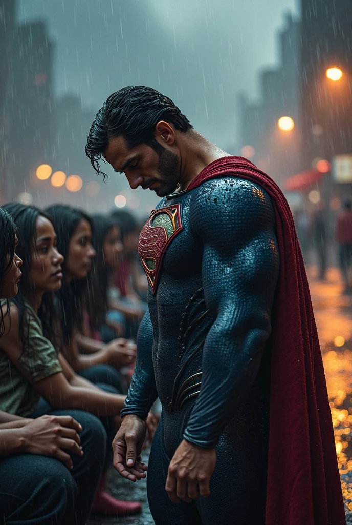 Superman saving bangladeshi man from flood holding hand
