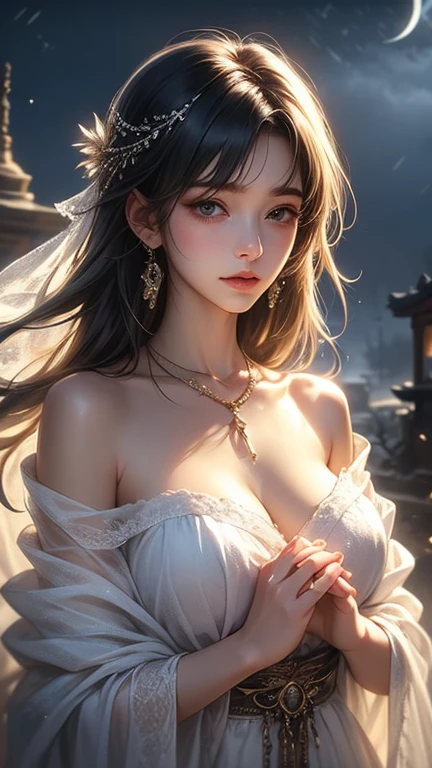 (best quality)), ((master piece)), (detailed:1.4), 3D, Beautiful female figure,HDR(high dynamic range),ray tracing,NVIDIA RTX,super resolution,unreal 5,Scattered beneath the surface、PBR texture、post-processed、anisotropic filtering、Depth of bounds written、Maximum clarity and sharpness、multilayer texture、Albedo and specular maps、surface coloring、Accurate simulation of light-matter interactions、perfectly proportioned、octane rendering、two color light、Large Diameter、Low ISO、White balance、Rule of thirds、8K students、 (Underwear visible from the beautiful and delicate silk mini-skirt dress with a pastel-colored slit)、 (The chest is fluttering)、 (Very cute beautiful sexy beautiful girl、very cute beautiful erotic beautiful girl)、 (My clothes and body are covered in sweat from exercising.)、 (very cute beautiful woman)、((A princess wearing a luxurious and transparent dress))、wavy hair、big chest、have bangs、E cup、beautiful 22 years old、Cute smile、shy smile、full body photo、very beautiful brand hair、Big, beautiful, shining blue eyes