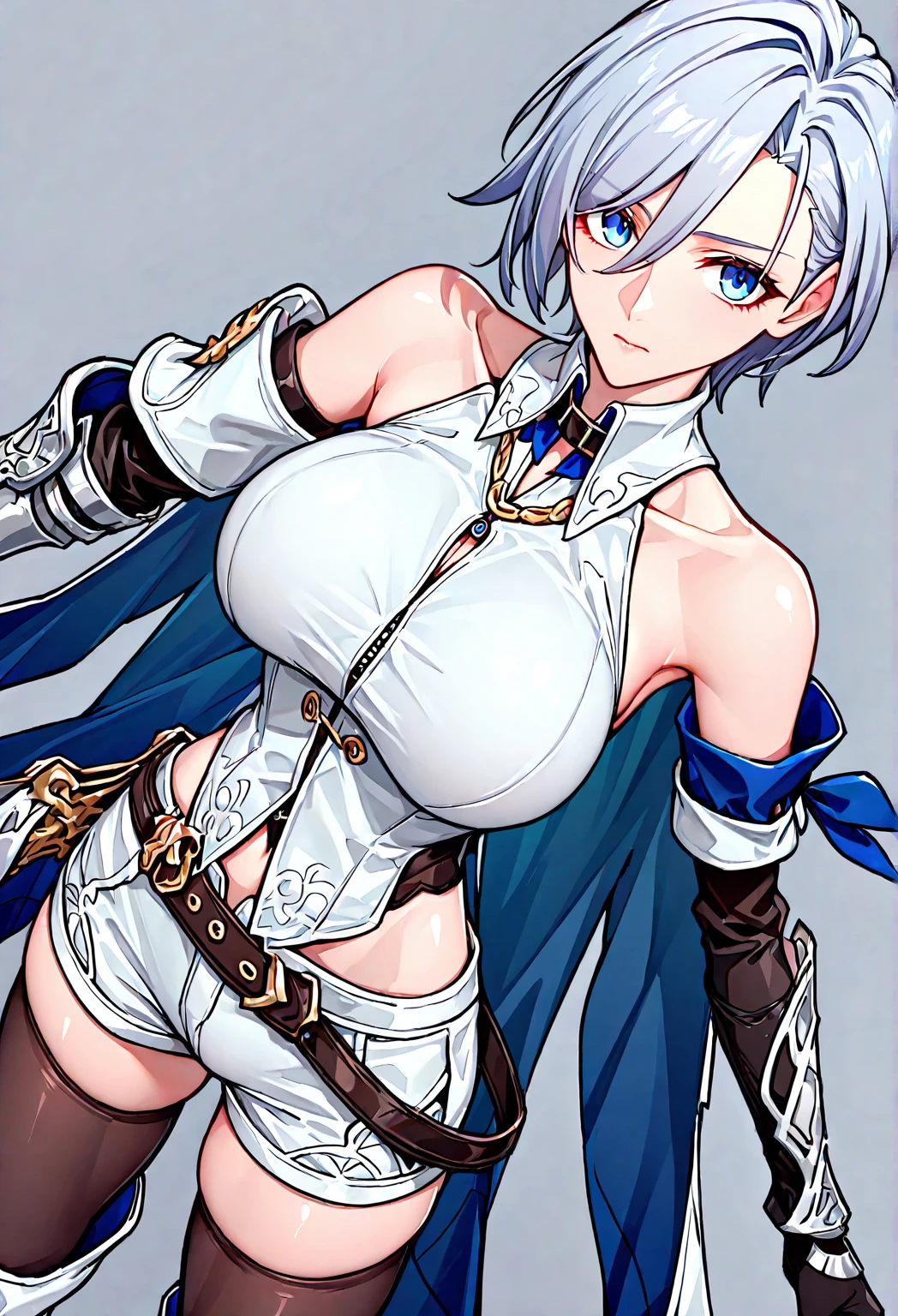 {best quality}, {very aesthetic}, {ultra-detailed}, {best illustration}, masterpiece,(((skirt lift:1.5))),((show off polka dots micro panties)),((Holy Knight)), ((Armor made from red copper))、((((Extremely detailed and intricately decorated armour:1.1)))),Red Cowboy Shot,Smooth udder、Big 、(Golden Ratio,Tabletop, Highest quality, Highest quality, Official Art, beautifully、beautiful:1.2), Very detailed, colorful,Best details,An illustration, Great scene, (Adult,19 years old,One Girl, alone, Final Fantasy 12,Asheria:1.5, Asheria:1.5, Asheria:1.5, short hair, short hair,Bobcut,Silver Hair:1.2,Asheria Costume:1.5, Asheria Costume:1.5, mini skirt,Knee socks, Thighs Thighs Thighs Thighs, gem, Blue Belt,Belt number 1),Course of action, A look of contempt ,