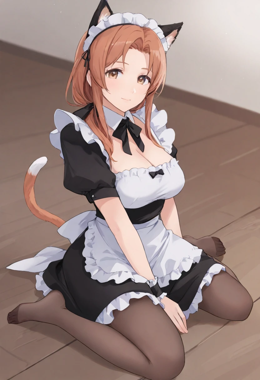 masterpiece, (Best Quality:1.4),(Perfect Anatomy:1.4), High Quality, very_high_resolution, Ultra Detailed, large_filesize, Full Color, Detail, 8K, 4K, High Resolution,Symmetrical,Extraordinary, Best Aesthetics, New, Latest, Very Detailed, Anime, Detailed Beautiful Face and Eyes, Very Detailed Body, Very Detailed Hair Lovely Hands, Perfect Hands, Beautiful Hands, One Girl, Cat ears, (big breasts, brown hair, semi-long hair, twin-tailed hair, light smile: 1.5), (girl sitting upright on a tatami mat in 3 tatami mats, metallic pink maid bikini: 1.4), (from above, looking forward, cowboy shot: 1.2), (mouth open, 17 years old, brown hair, short hair, cat ears, aqua eyes, barefoot, slender girl), ( 3 Japan apartment, daylight, light),