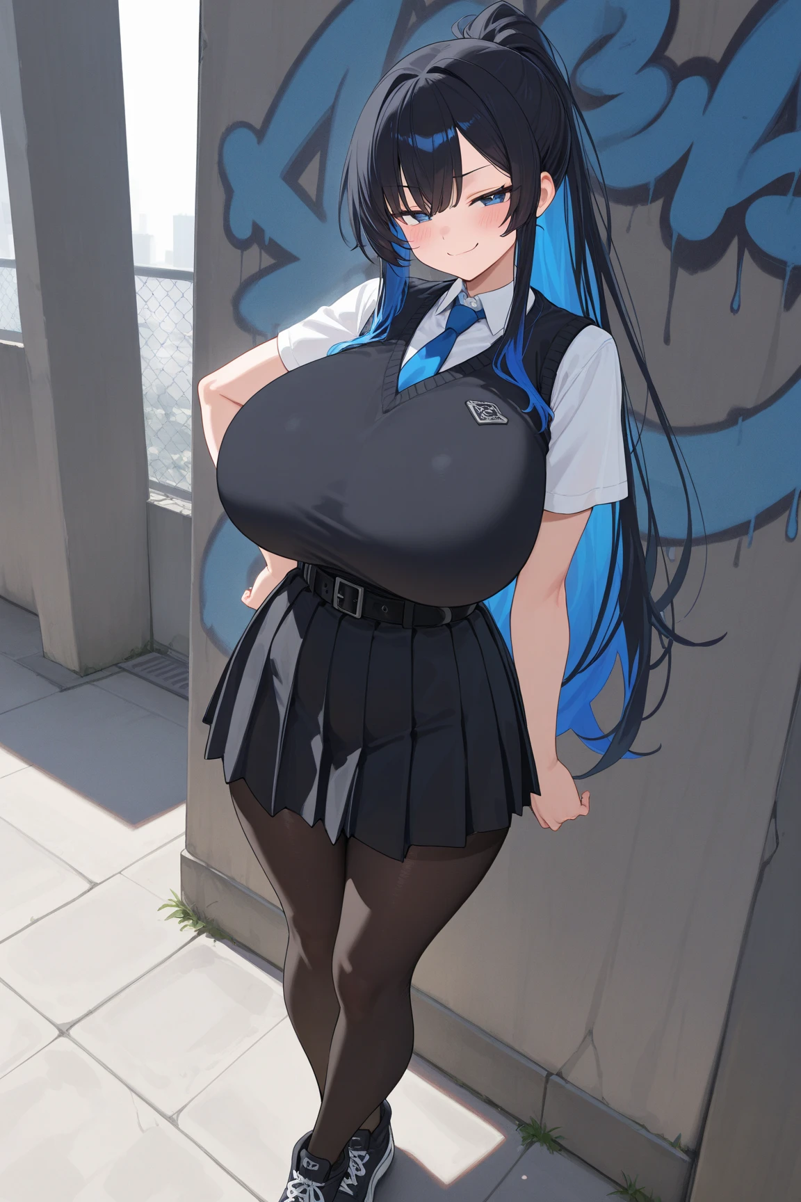(best quality,4k,8k,highres,masterpiece:1.2), ultra-detailed, (realistic,photorealistic,photo-realistic:1.37), HDR, UHD, studio lighting, ultra-fine painting, sharp focus, physically-based rendering, extreme detail description, professional, vivid colors, bokeh, portraits, photography, (best quality,masterpiece:1.3), (mature woman, milf), (tall:1.2), anime, masterpiece, beautiful eyes, best quality, detailed face, 1girl, solo, beautiful, miku hatsune, ahoge, aqua eyes, aqua hair, crossed bangs, hair between eyes, hair ornament, headphones, long hair, twintails, aqua necktie, black footwear, black skirt, black sleeves, boots, collared shirt, detached sleeves, grey shirt, necktie, pleated skirt, shirt, skirt, sleeveless, sleeveless shirt, thigh boots, tie clip, taut clothes, taut shirt, cowboy shot, huge breasts, huge belly, bloated belly, stuffed belly, plump, chubby, curvy, chubby girl, belly, big belly, fat belly, soft shading, detailed, semi-realistic, sciamano240