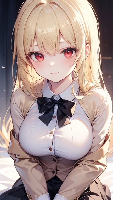 master piece,best quality,ultra detailed,8k, ambient light,realistic skin,glossy skin, (kitagawa marin, 1girl, blonde hair, long hair, multicolored hair, red eyes, jewelry, earrings, piercing, , white shirt, tied shirt, black choker, plaid skirt)、(looking down)、Close your chest with both hands:1.2、(the body is very wet:1.3)、My clothes are transparent and I can see my underwear、(shirt is unbuttoned:1.3)、constriction、(delicate body:1.3)、small bust、emphasizing the cleavage:1.3、 glossy lips、Slightly emphasize the lower lip、blush、embarrassed expression、 fantastic night sky、full moon、aurora、horizon、open-air bath、Japanese inn、Castle、futon