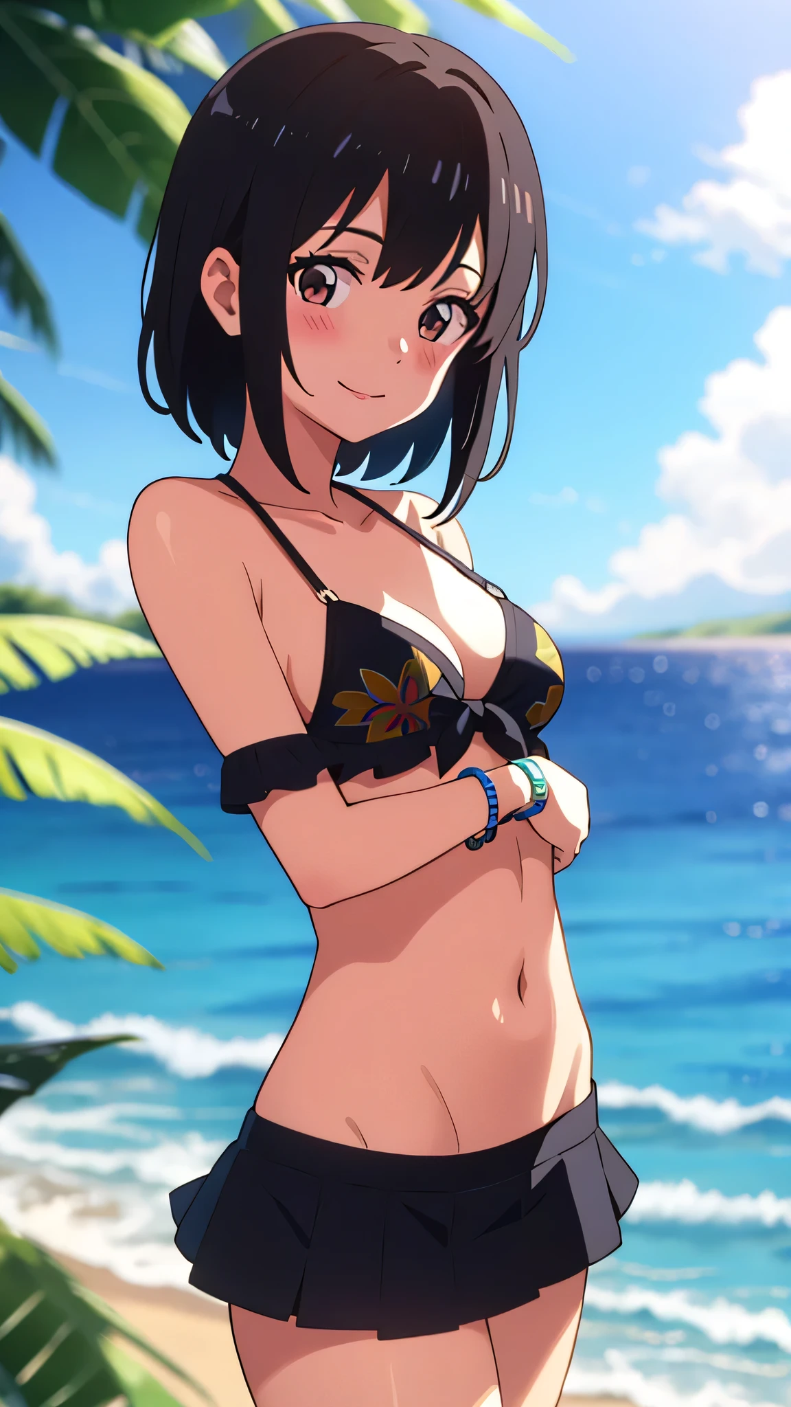 Armpit hair、pubic hair、pubic hair、Exposing the breasts、ピンクのNipples、Red areola、Very beautiful skin(Browsing Caution)、Beautiful young woman，Perfect body and beautiful big eyes, Perfect slim and thick body, Short Wavy Hair, hair band, Subtle printed micro bikini, play On top of that the beach, Tropical Island, Happy, Smiling Kindly, Open, that&#39;Do it perfectly, mute tOn top of thate, In the sky, Clean Lines, Complex, Very detailed, Realistic, 8K、Nipples、、An old man grabs his chest、(Browsing Caution),(1 male、1 female,Have sex),(girl On top of that top,Straddle,On top of that,bed),(CompositiOn top of that from below, sealed),(Top-down Bottom-up)