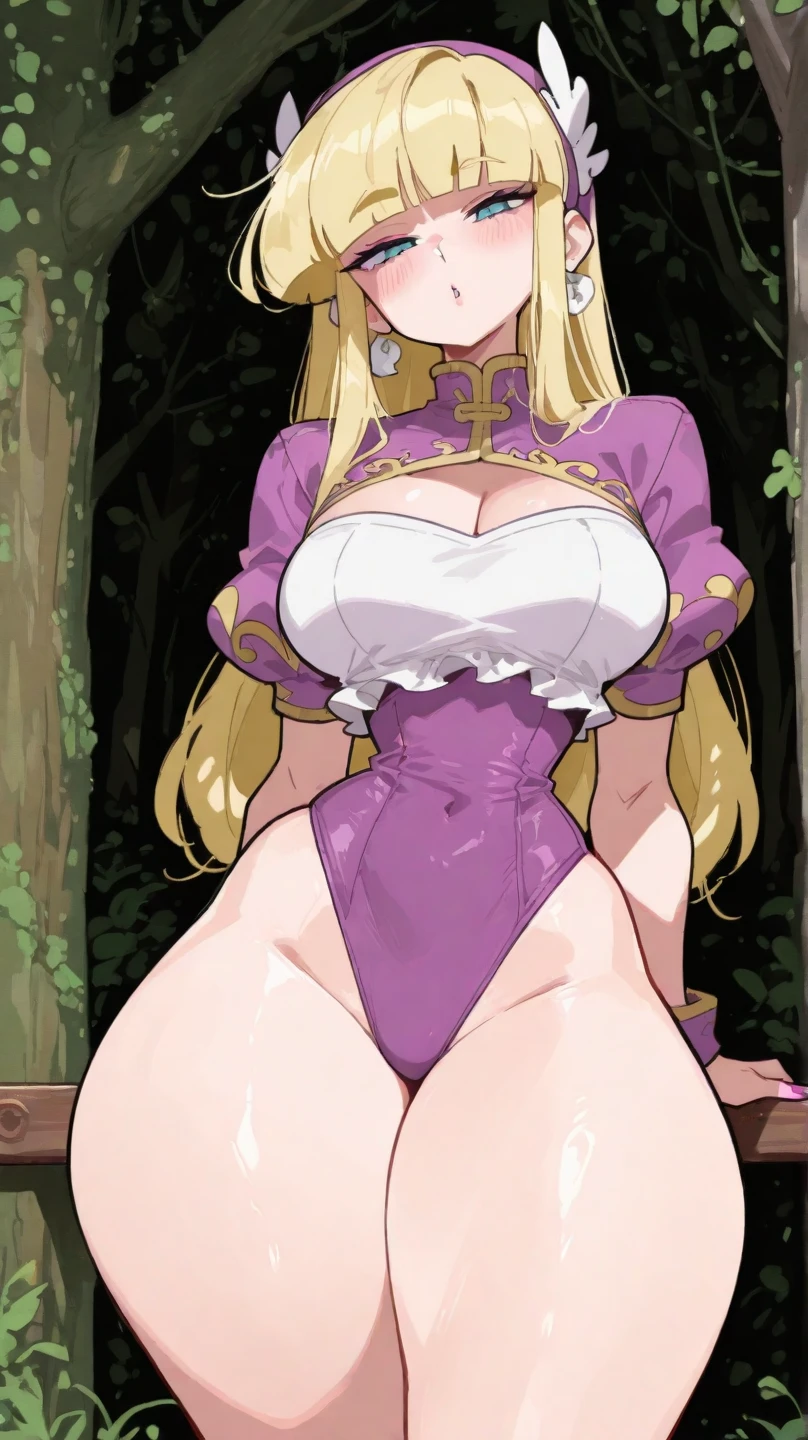 1 full length girl standing, good ass, maid of honor, Hairstyle with a white braid, for white, blind, perfect lighting, muscular, Thighs, mature woman, mummy, belly button, ABS, look at the viewer (Masterpiece, high quality: 1.1) SMILE, extremely huge breasts, maternal, Porcelain skin, extra long hair, shiny skin, good face, oni horns