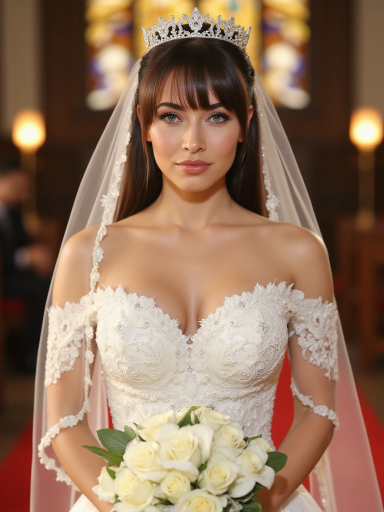 still from a horror movie directed by tim burton starring alexandradaddario wearing a black full-length victorian wedding dress and black wedding veil, (cleavage:1.3), smiling, demure, looking up at the camera,dark, atmospheric, mist, best quality masterpiece, photorealistic, detailed, 8k, HDR, shallow depth of field, broad light, high contrast, backlighting, bloom, light sparkles, chromatic aberration, sharp focus, RAW color photo, <lora:alexandradaddario:0.8><lora:epiNoiseoffset_v2Pynoise:1.0>