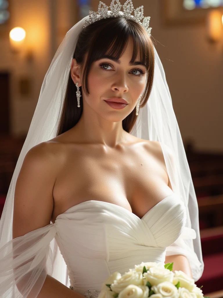 Isabela Merced in a mini wedding dress, a flower in the hair, kissing the bridesmaids:1.3, smiling, (big breasts:1.5), Real Life, full bodyshot, Ultra Realistic, Photorealism, Photography, 8K UHD, Photo, HDR, Complex and Elegant, Highly Detailed, Sharp Focus, Stunning, Beautiful, Best Quality 1:1, Ultra Detail: 1.2, Best Shadows, 8k: 1.1), (beautiful detailed face), high contrast, (perfect lighting: 1.2), (cinematic light)), colorful, hyper-detail, dramatic light, intricate detail, photograph by arny freytag