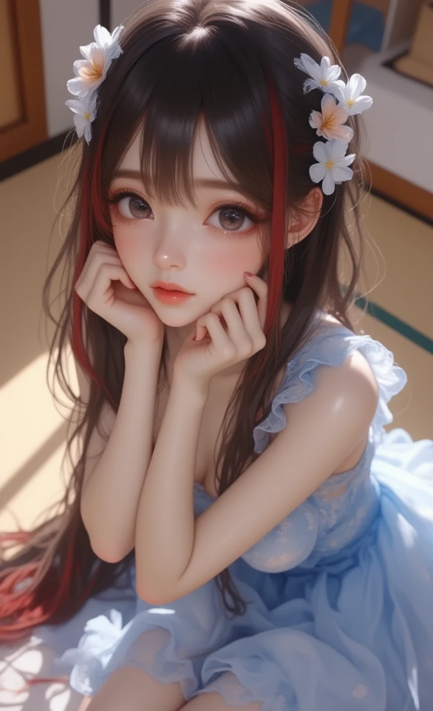 (masterpiece, Highest quality:1.2), One girl, 12 years old, cute, Expressionless, alone, Small Nose, Little red cheeks and nose, 非常にcute表情, Random hairstyle, Flat Chest、