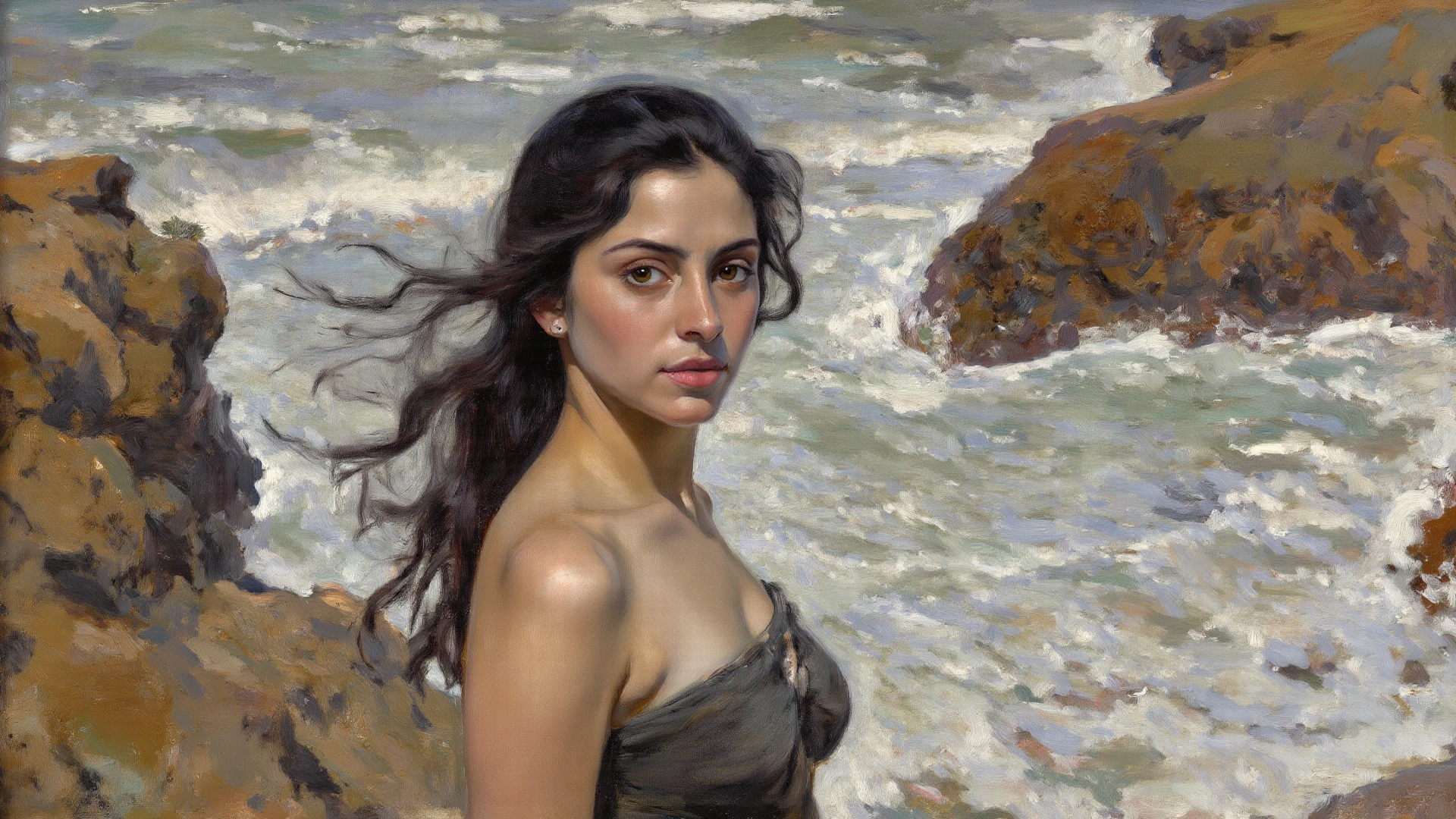 painting of a nude woman sitting on a beach with a towel, jeremy lipking full length shot, range murata jeremy lipking, jeremy lipking, by Alexander Mann, michael garmash and rob rey, valentina remenar, very very roberto ferri, alexey egorov, wlop jeremy lipkin, inspired by Steve Hanks, on a beach