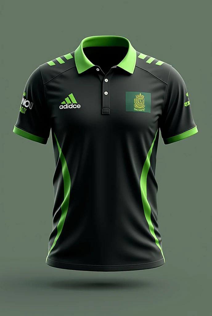 Football shirt with a green tone in general and some black color