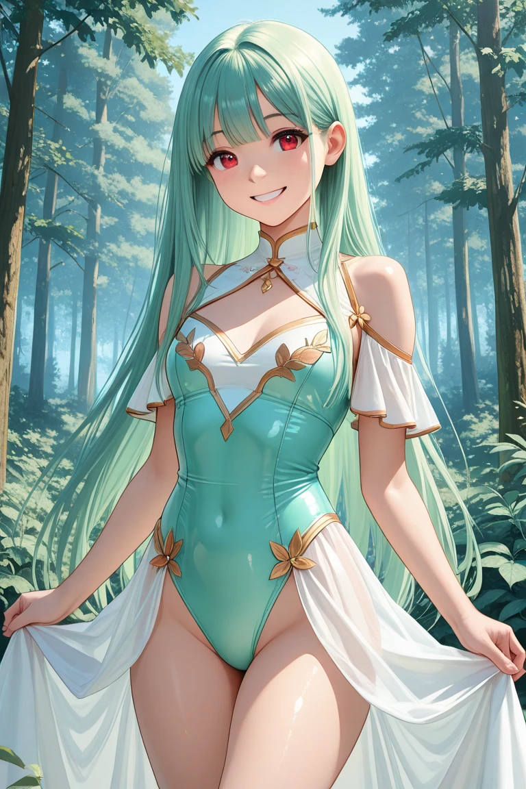(masterpiece, perfect eyes), best quality, expressive eyes, perfect face, busty , evil smile, asymmetrical stockings, sailor suit, (nahidand), green eyes, spread legs