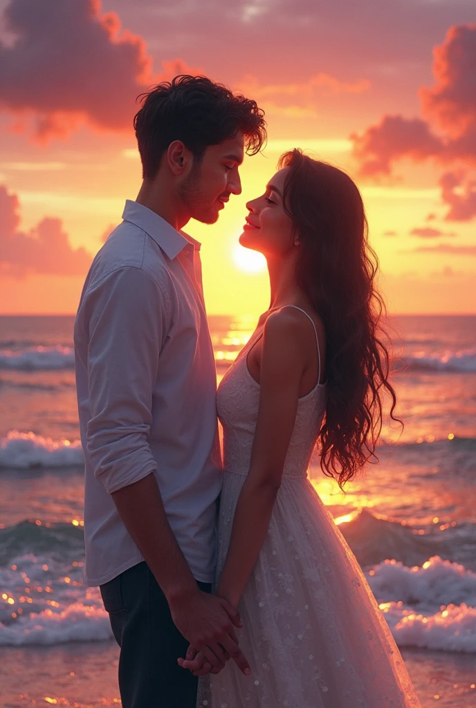 "Eternal Love"; [romantic atmosphere:1.2], soft [focus: 1.1], [pastel colors: 1.1], [light: 1.2], [warm feelings: 1.2], [floral elements: 1.1], [watercolor effect: 1.1], [sunset: 1.1], [embracing couple: 1.2], [pinky promise: 1.1], [wings: 1.1])