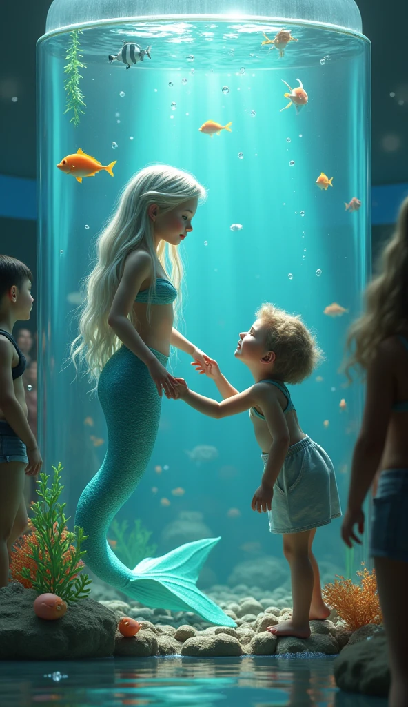 One day a child was playing by the river. Suddenly a mermaid called him