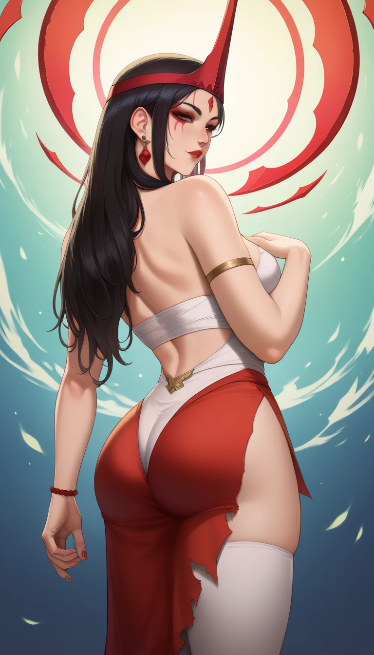 masterpiece, best quality, beautiful art, high resolution, well formed hands, body and fingers, 1 woman, solo, Mai Shiranui, adult, big breasted, cleavage, wearing a sexy dancer outfit, full body, sexy and skimpy dancer outfit, sexy Japanese clothes, pelvic curtain, red panties peeking, gorgeous legs and thighs , dancing seductively and erotically, turning backwards and forwards, showing her back and front, showing her butt,   t -back, smiling joyfully, looking at the viewer, flirting, beach environment 