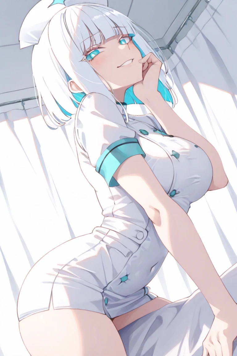 anime girl in white dress holding a cell phone and water splashing on her leg, no pixiv, pixiv 3dcg, mais bem avaliado no pixiv, pixiv, popular on pixiv, arte digital no pixiv, coxas!!!, por Shitao, coxas!!!!!!, , exposed coxas!!!, Estilo Pixiv, bottom angle