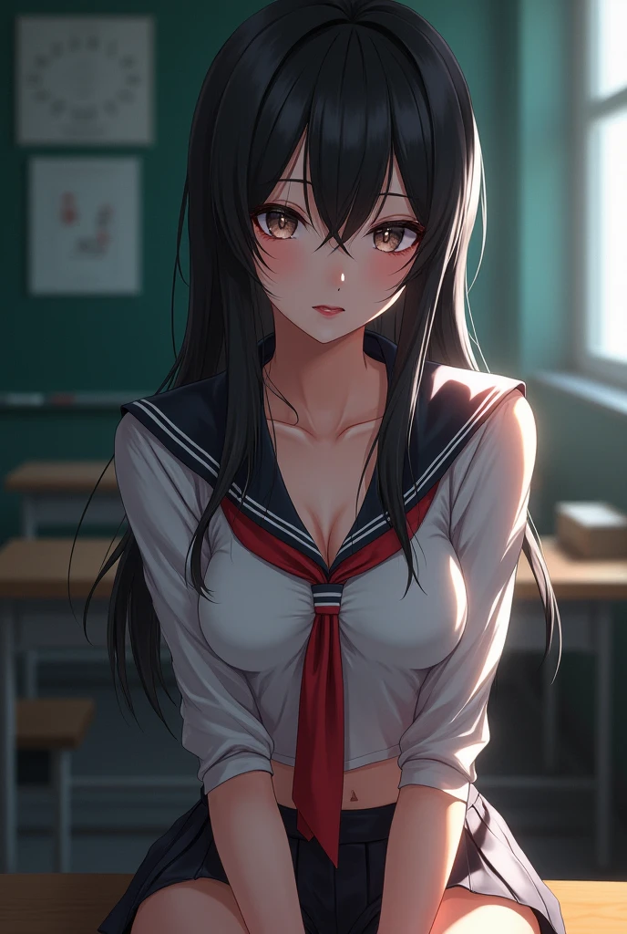 NSFW,masterpiece,Highest quality,High resolution,Super detailed,Yukinoshita Yukino\(My Youth Romantic Comedy is Wrong as Expected\),Black Hair,Long Hair,Light blue eyes,uniform,open crotch pantie,Lace panties,Small breasts,Dissatisfied face,Embarrassed,blush,School,locker room,bench,Changing clothes,Open clothes,(Middle-aged men),Being watched by men