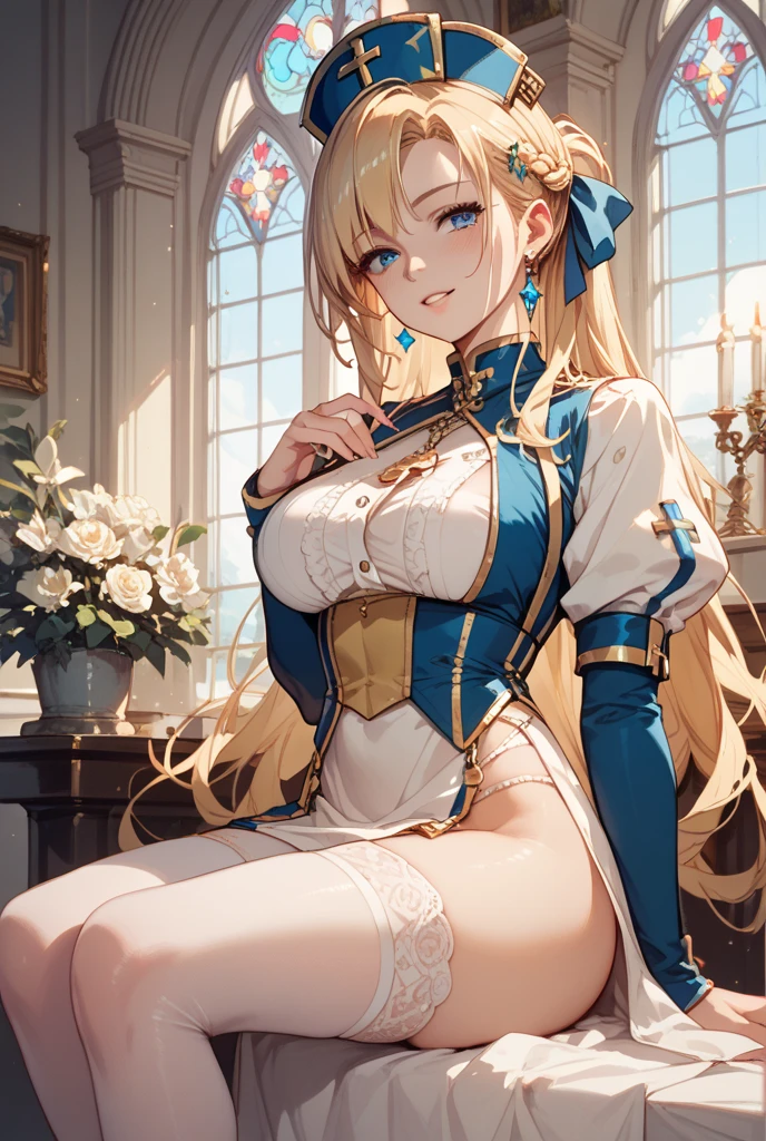 Meisterwerk, best quality, Perfekte Beleuchtung, Illustration, sehr detaillierte Augen, Depth of field, absurdres, 1girls,  , Erektion, Wie, Ejakulation, projectile Wie, nur, nur focus, Male orgasm, Wieming, blondes Haar, gestuftes Haar, mehrfarbige Augen, big boobs, portrait, Gesichts, Wie on body kneeling, von oben,