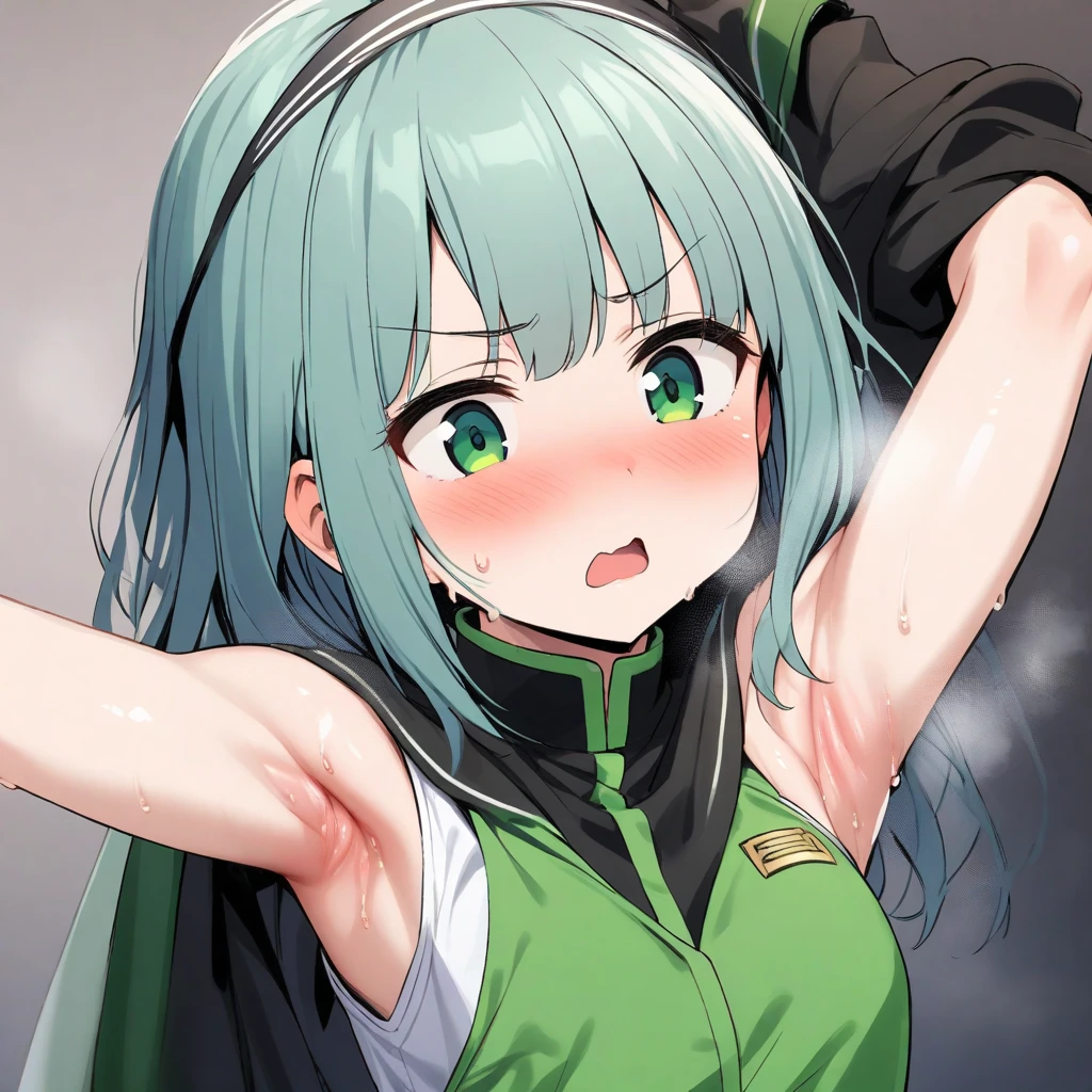 mastute piece,Best Quality,insanely detailed,8k cg,nsfw,
(shoot upper body:1.3),
(1girls:1.3),standing,looking at viewr,body in front,both arms behind back,(Ski wear),(bare breasts)
break,
blush,shy,(trembling:1.2),(Green Hair:1.4),Twin tail hair、
break,
perfect breasts,perfect teats,(open mouth:0.9),(large breasts:1.2),
Ski resort,Slopes,