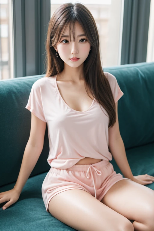 ulzzang girl, 1 ultra hot sexy girl:1.73 , beautiful detailed eyes, realistic:2.2 , beautiful detailed lips, extremely detailed eyes and face, long eyelashes, perfect body, detailed body shape, great shaped perfect ass, big breasts visible, pink blouse with a very large neckline, posing with the part of the body looking straight into the camera, full waist up pose , upper knees pose , photorealistic, hyper detailed, 8k, high quality, studio lighting, dynamic lighting, vibrant colors, glowing skin, intricate details, ethereal beauty, elegant, graceful, serene expression."