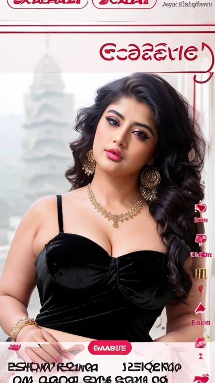 Srabanti Chatterjee bengali actress beautiful actress sexy curvy plus size model woman in a Black Bridal Fallen Angel Devil Vampire Witch Dress in jungle, manga mala necklace ornament in necklace for wedding, Head Jewelry for wedding, busty, small curvy, mid body shot, she has a jiggly fat round belly, thick body, jungle background.