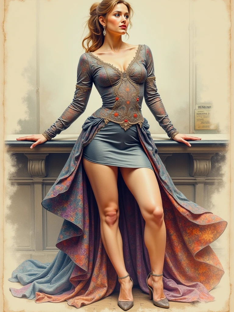 (RAW photo), masterpiece, highest quality, 8k wallpapers, (photo realism: 1.4), (high resolution), super detailed, (realism: 1.2), (best quality: 1.3), Beautiful thick woman, long wavy blond hair, soft blue eyes, soft smile, silk skin with some small imperfections, small cute nose, beautiful jaw bone, wearing A big eligant soft blue gown with amazingly detailed sown pattern, eligant high heals, walks down an isle of a 1700 century castle, long detailed marble flooring, detailed wooden accent walls, excellent detailed stone work archway, chandelier, poorly lit, soft light, backlit, micro-details, photorealism, photorealistic, cinematic light, cinematic, beautiful girls, dim lights,