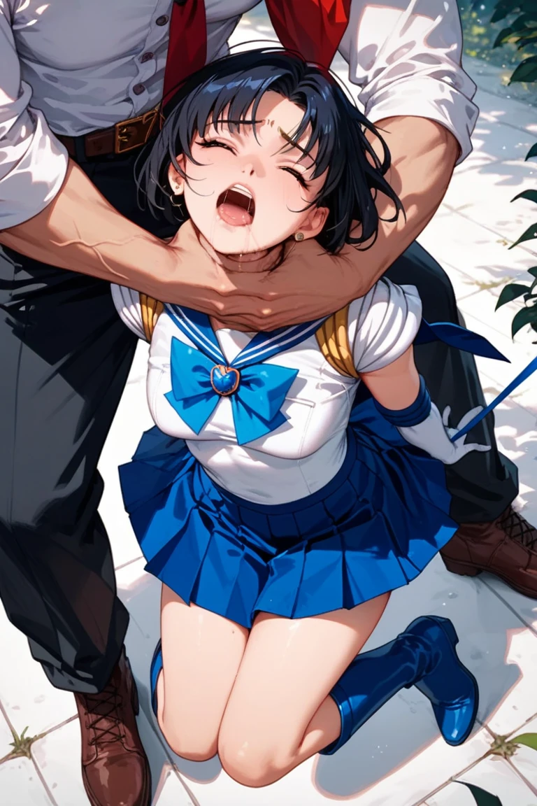 short bob, black hair, black eyes, slant eyes, round face, high teen, bad mood, kimono, open clothes, (intense sex:1.4), (sup right straddle sex:1.4), (hug:1.4), sweat, cum overflow, (looking side:1.4)