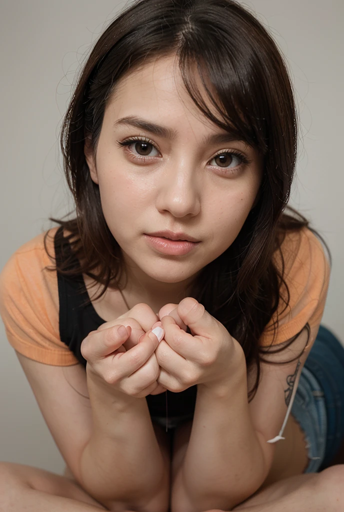 Anime girl crying because her hands and feet are tied and she has a gag in her mouth