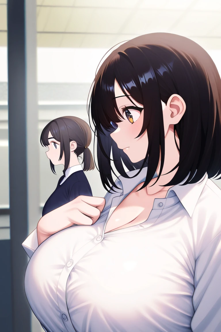 nsfw,One Woman、10 years old、Primary school students、Completely ?????、(Beautiful nipples)、((Small Breasts)),Highest quality、Very delicate and beautiful、((Very short bangs))、((Bangs))、Light shiny brown hair、The hair is light、((Short Bob))、Cute face、Young face、Cute like an idol、Yellow Eyes、Are thin、Slim figure、Short、(Child body type)、((Lots of sweat))、Embarrassed face、Open Mouth、smile、Red face、(School classroom)、Photographed from the front、Low - Angle、ceiling、