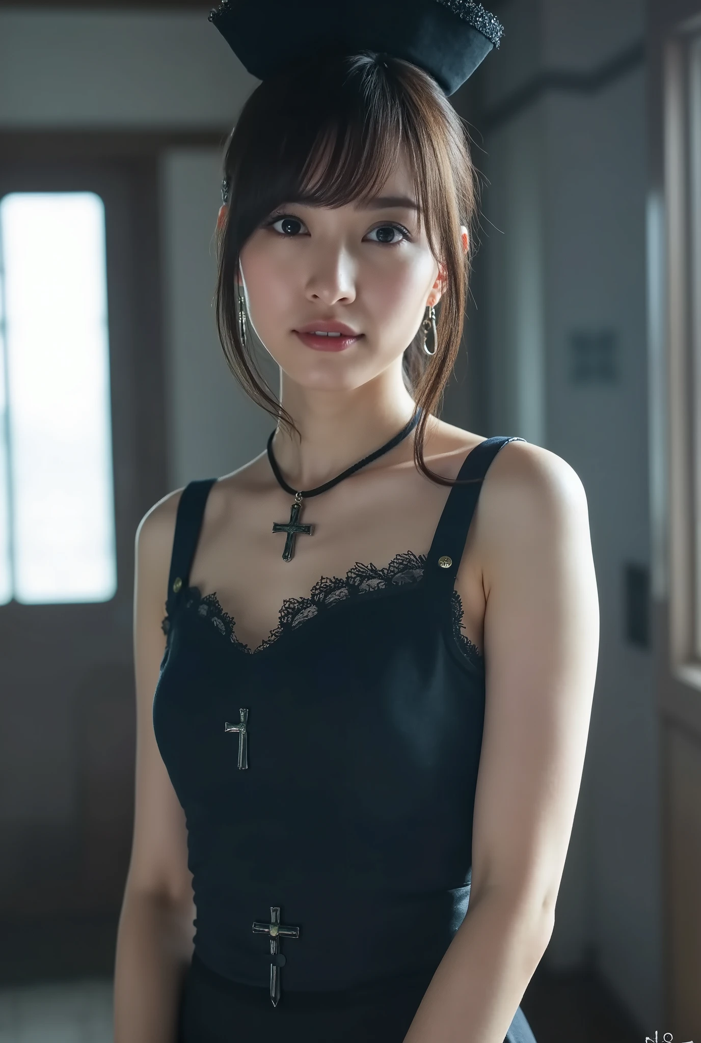 (41k4:1.15), (aika-sawaguchi:0.65), face, masterpiece, Best Quality, 8K, Raw photo, top-notch quality, masterpiece, (maid:1.6), (BDSM:1.5), (rope bondage:1.4), (tied up with rope:1.3), (wearing a french maid uniform:1.6), (arms behind back), solo, (1 pretty Japanese girl), exceptionally detailed RAW color photo, professional-grade photograph, (Realistic, Photorealistic:1.37), (highly detailed skin:1.2), Ultra-high resolution, (lens 50mm), (masterpiece, top-quality:1.3), (hyper realistic:1.35), (Photorealistic:1.45), (Realistic:1.4), (looking at viewer:1.4), (facing viewer:1.4), 1 beautiful girl, 18 years old, Japanese idol, supermodel, pale skin, (slim:1.3), (slim body:1.25), (slender body:1.25), (narrow waist:1.25), pretty face, (large breasts:1.15), (deep cleavage), gravure idol