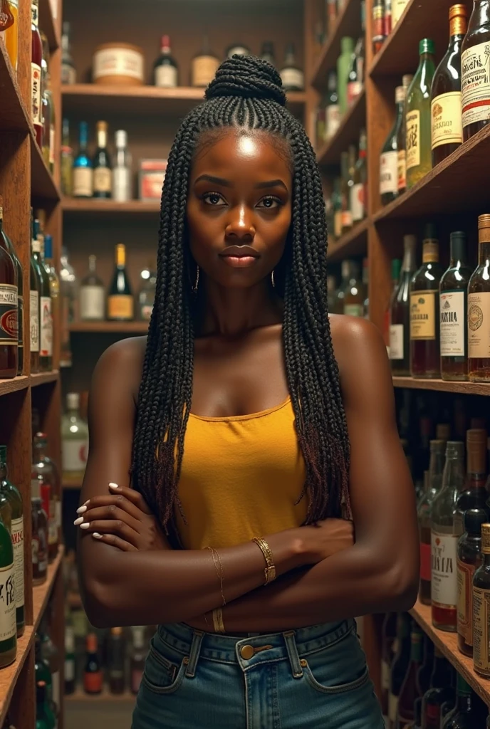 (((photograph))), (((hyperrealism))), award-winning photo, a black goddess, long hair elegant beautiful woman waiting tables, (masterpiece) (best quality) (detailed) (8k) (HDR) (wallpaper) (cinematic lighting) (sharp focus) (intricate), action shot, medieval tavern packed with people, barbarians talking loudly and drinking beer in goblets