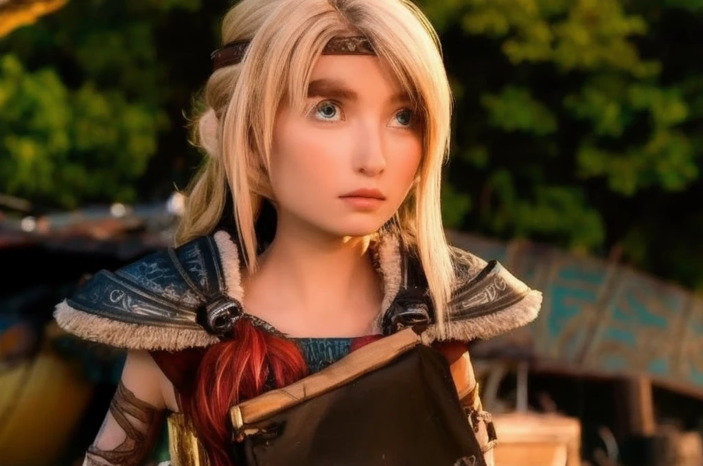 masterpiece, high quality, Best quality, realistic, perfect face, expressive eyes, Astrid Hofferson, 1 girl, One, blonde hair, (braided hair, single braid:1.2), long hair, Blue eyes,  cum on face, naked tits, holds penis in hand takes it in mouth., huge breasts, 