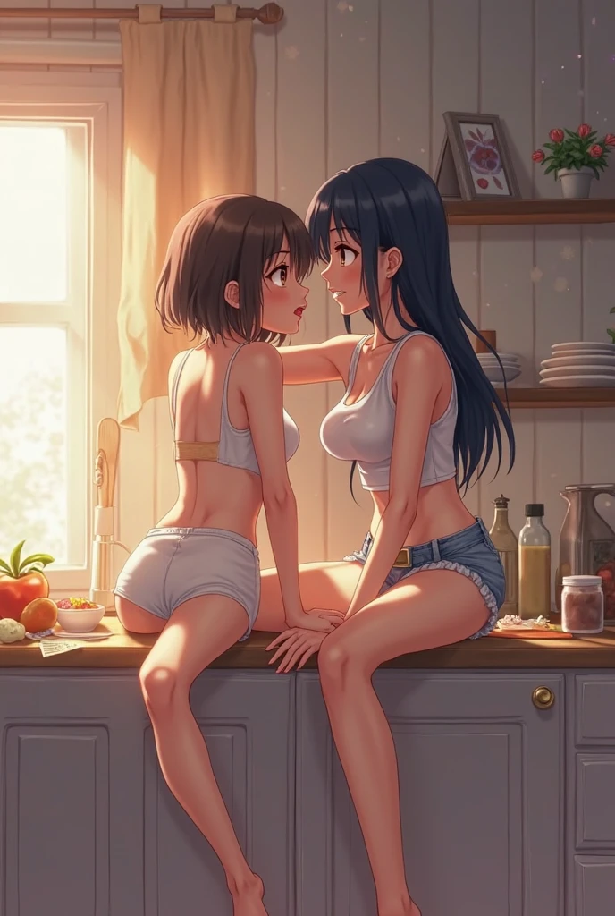 identical twin sisters dark skin black 2girls 18 yo short tomboy red hair hoop earrings nude (((no panties no panties no panties))) sexy skimpy lace bra