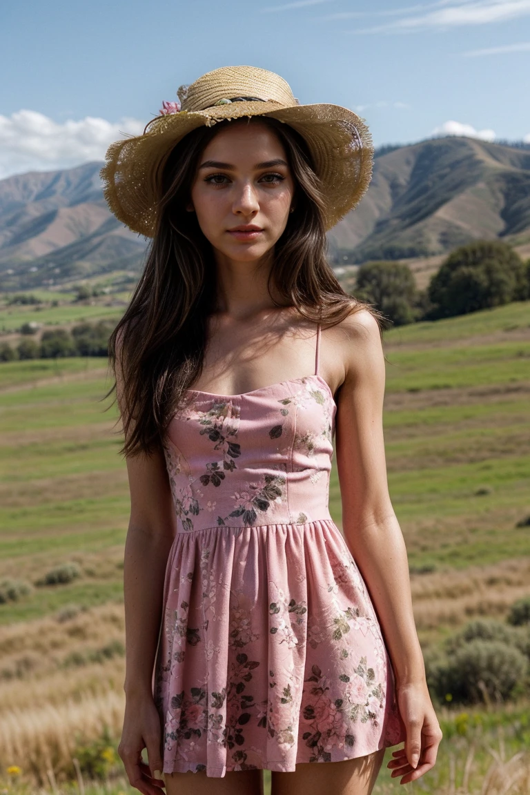 ArianaG_SoloTI_v1, PA7_Portrait-MCU, (Wearing a flowing floral sundress with a wide-brimmed straw hat and delicate sandals adorned with flower accents, accessorized with a woven basket filled with freshly picked flowers), (Roaming through a picturesque flower garden, with colorful blooms swaying in the gentle breeze and the sweet fragrance of blossoms perfuming the air, where every pathway leads to a new burst of floral beauty: 1.3), (seductive:1.3), photorealistic, masterpiece, high quality, artistic, unique, award winning photograph, professional, 8k, RAW photo, best quality,flattering, <lora:add_detail:0.6>,<lora:LowRa:0.6>