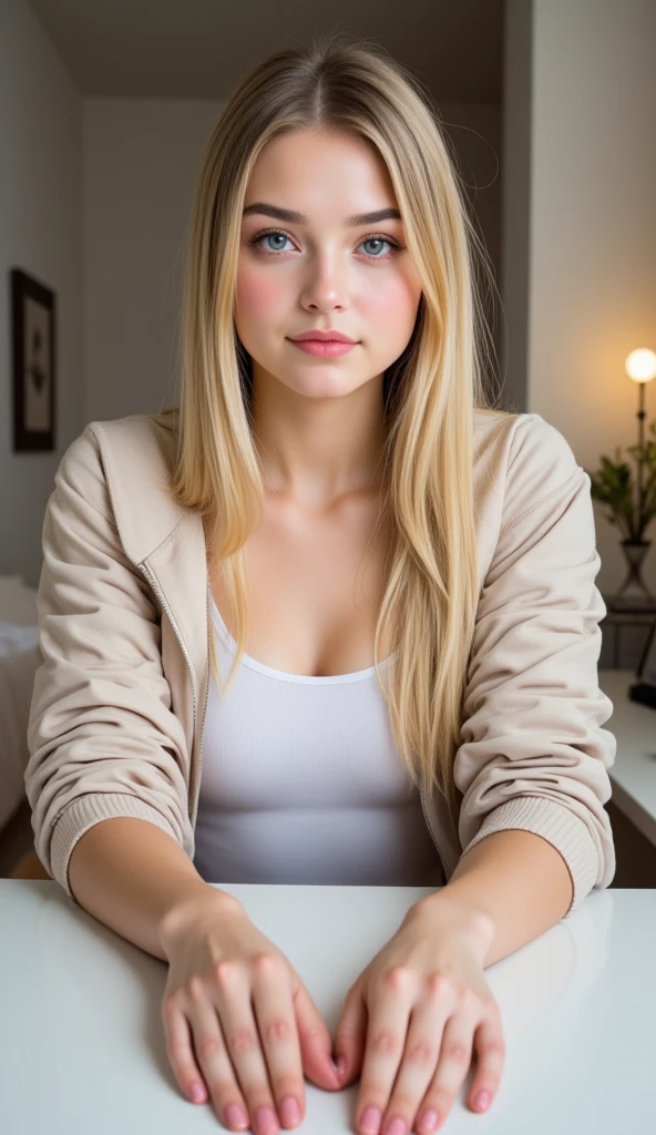 photorealistic of a 24-year-old ,rainy day ,busty ,big lips,big ass, with long luxurious blonde hair, and natural eyes,wearing erotic tight ,school girl uniform,in Her expression should be natural and inviting,An unposed photo of A fair-skinned woman.emotional, harmonious, vignette, highly detailed, high budget,,full body, all photos same face all photos same face