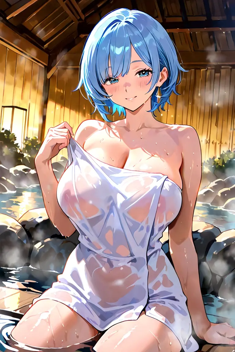 There is a blue dress, 16 long legs, A woman sitting on a rock in the water, Standing gracefully on the lotus, Ethereal Beauty, Wearing a blue cheongsam, court, A girl wearing Hanfu, Wearing a blue cheongsam, Full of immortality, in the pond, White Hanfu, Stunning young and ethereal figure, elegant dress, Light Blue, hair behind ears  