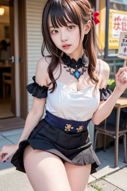 An innocent 20-year-old girl、((White tank top, Dramatic Pose)),smile,shortcut,natural Park、RAW Photos, (8k、highest quality、masterpiece:1.2)、(Intricate details:1.4)、(Photorealistic:1.4)、Octane Rendering、Complex 3D rendering with ultra-detail, Studio Soft Light, Rim Light, Vivid details, Super Detail, Realistic skin texture, Detailed aspect, Beautiful details in the eyes, Highly detailed CG Unity 16k wallpaper, compensate, (Detailed Background:1.2), Glowing Skin, whole body、Cleavage,((Standing with hands behind back、Leaning forward、Angle from above))