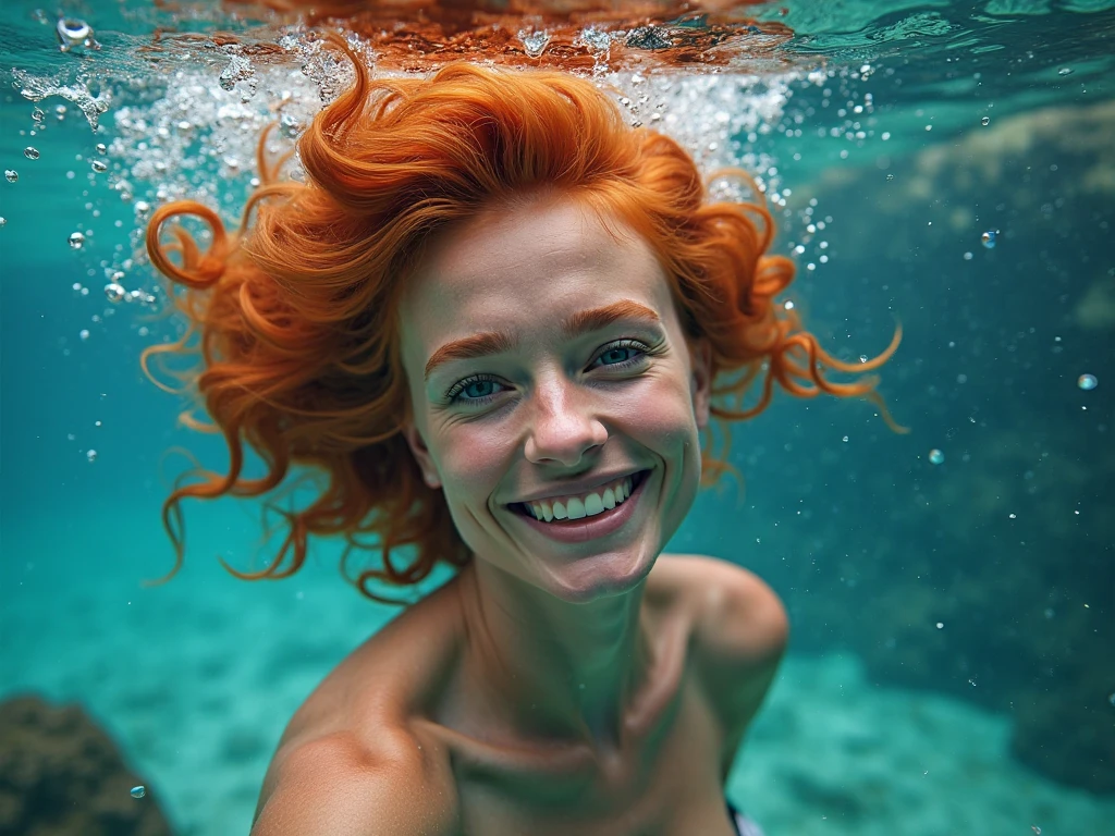 (best quality,realistic,highres,masterpiece:1.2),ultra-detailed,photorealistic:1.37,portrait,white South African women with orange hair wearing a green bikini, laughing in the rain,night,summer,lustful,film grain,Ilford HP5,35mm