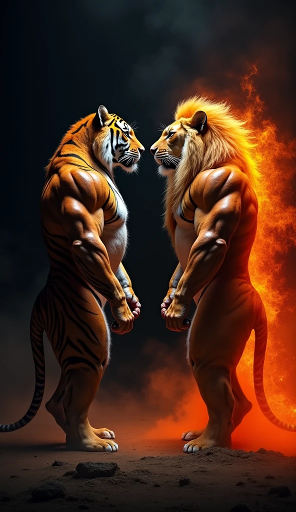 Solo, Anthro, male (((solgaleo, lion, blue sclera, muscular, big pecs, abs, black body, white body, white fur, black nose, multicolored mane, mane, grey chest, grey abdomen, white arms, white legs, 5 fingers, tail, white tail, yellow tipped tail, markings, orange tipped mane, orange speedo, big bulge))) standing, pokemorph, biped, full body, perfect anatomy, by Chunie