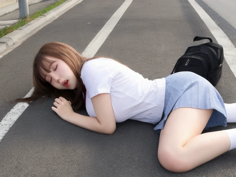 The girl was hit by a bullet in the abdomen，He fell to the ground and bled to death，Dressed in white socks