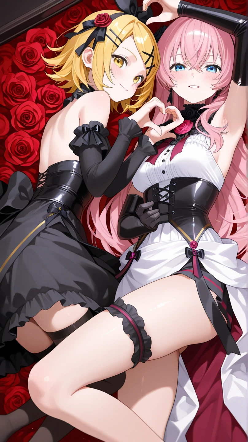 2 girls, 1 goth girl with red hair, with tattoos of skulls and cherry blossoms tattooed all over her body, wearing a t-shirt that says Alice in Chains, pink vibrator inside her wet pussy splashing vaginal fluids soaking a goth girl who is in the position of a blue-haired dog holding the vibrator while she has two dildos stuck in her ass and in her pussy, both wear gothic jewelry, metalhead style, both are on a large bed, the blue-haired girl sucks it with her own mouth clitoris of the other girl who has an excited face reaching orgasm, and she is very drugged and there are bottles of Jack Daniels on the bed, both have their faces flushed