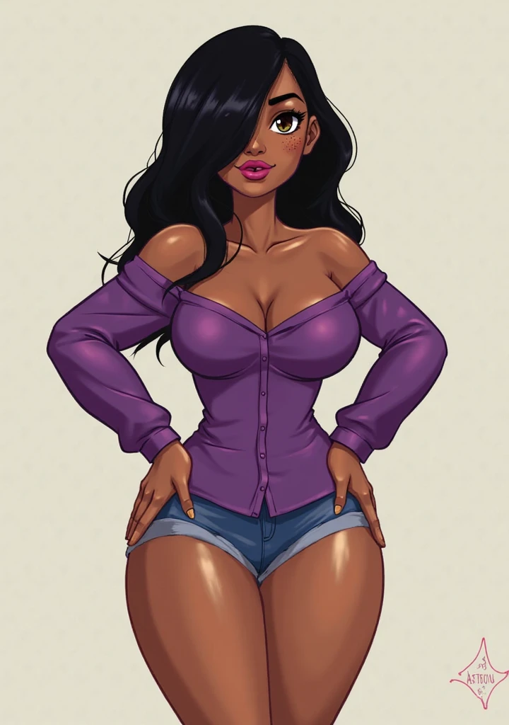 uma mulher de top rosa e shorts pretos posando para uma foto, Mulher de 30 anos de Cuba, corpo rosa, com pele morena, magnetic years, amante domme africana, Senhora Kima, Maria Borges, coxas grossas, cintura para cima, suave em _ o fundo, corpo de chiclete, figura linda, cintura - para cima