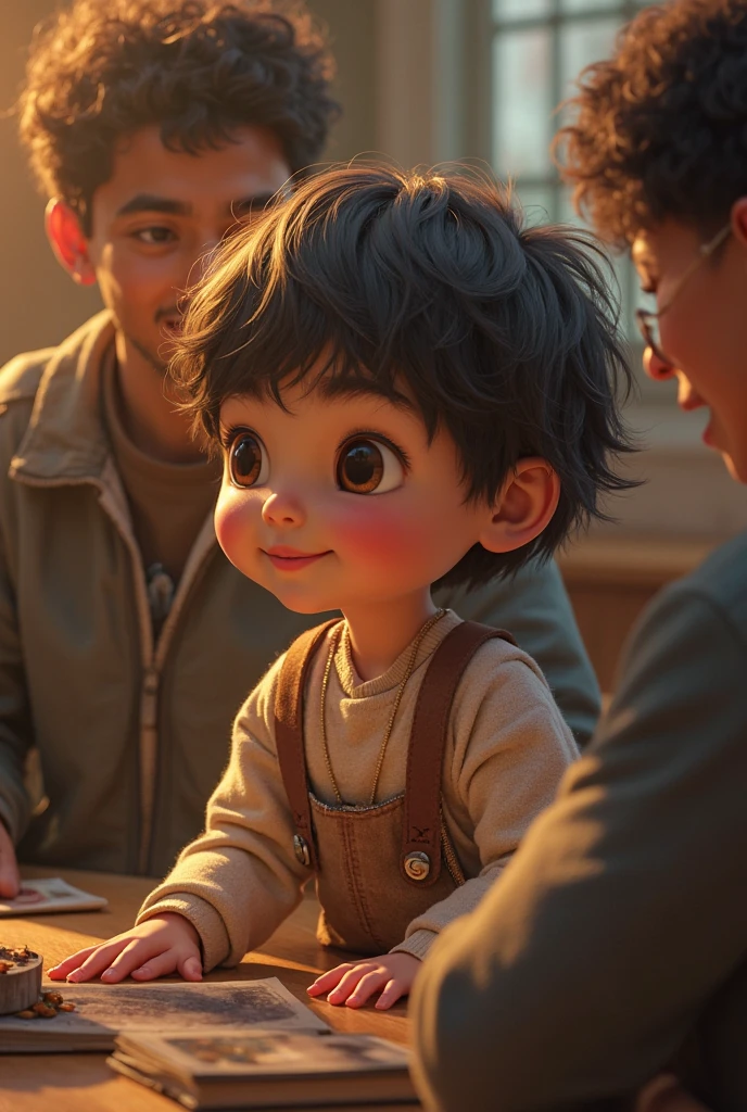 cute 3d render, cute detailed digital art, male explorer mini cute boy, cute digital painting, stylized 3d render, cute digital art, cute render 3d anime boy, luffy the little pirate looks up, cute! c4d, portrait anime sea pirate boy, he is wearing an open long-sleeved red cardigan with four buttons, with a yellow sash tied around his waist, blue shorts with cuffs, sandals, straw hat.
