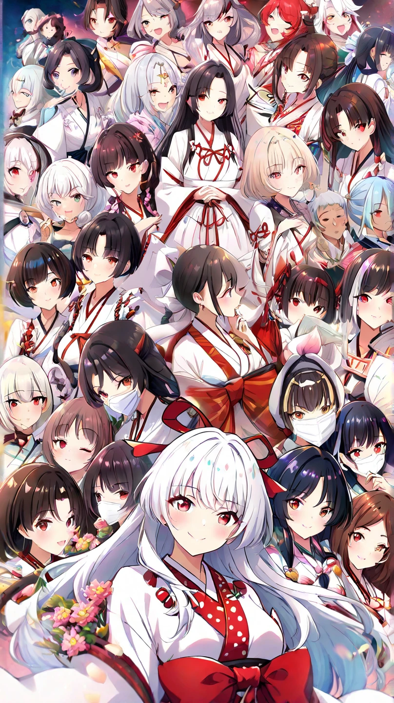 (detailed fingers,detailed hands,detailed eyes,detailed legs:1.2),(night, dark room,japanese style room:1.2),cowboy shot,standing,(3girls,Three people side by side:2),(yuri,nestle:1.5),(nsfw),(The two on the sides sexually assault the woman in the center,The two on the sides have their hands on the crotch of the woman in the middle,The two on the sides are groping the breasts of the woman in the middle,Over the clothes:1.8),(The two on the sides sexually assault the woman in the center,The two at the end smiled happily.,The woman in the center is being attacked and sighs with sexual excitement.,The woman in the center being attacked has her arms down:1.7),(female orgasm:1.2),(????? juice),(embarrassed,blush:1.2),(steam:1.2),(sweat skin:1.2),(saliva:1.1),(looking down at viewer:1.2),large breasts,crying face,(watery eye),(miko,shrine maiden, japanese clothes, detached sleeves,hakama long skirt:1.5),white panties,(You can&#39;t see the panties with the skirt:1.5),(wet clothes:0.2),same age,All three are dressed exactly the same