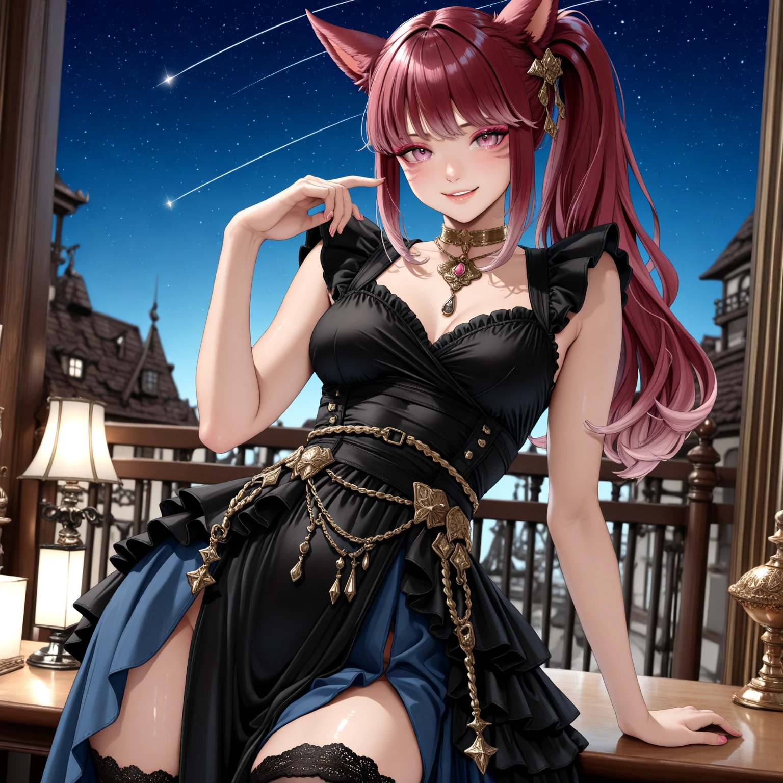persian cat Anthropomorphic, steampunk ,, , studded leather jacket with intricate ornamentation orange and purple , pirate steampunk theme,, , highest quality,, very angry face, body fitness, full body, long hair with braids , at night in the cemetery with fireflies