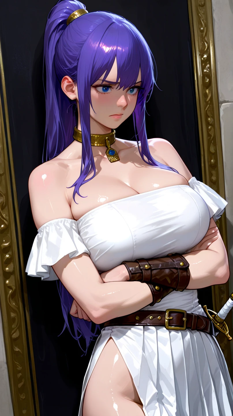 Tabletop, Highest quality, Super detailed, Live-action adaptation,high resolution、 Sage_(dq3), One Girl, (holding staff, staff:1.3), alone, Long Hair, Blue Hair, Circlet, Red eyes, Normal Breast, Yellow gloves, White Dress, Belt Bag, Cape, Knee-high boots, Cleavage, Bare shoulders, underwear, Wind power increase,  background, white backgroundTabletop,Highest quality,Very detailed,One Girl,alone,I gritted my teeth.,Severe,concentrate,V-shaped eyebrows,Falter,Sweat,Sweatdrop,blush,

shibari,Bondage,(((Shibari over clothes,Hangman,bound,Detained,against Pillar))),Pillar,